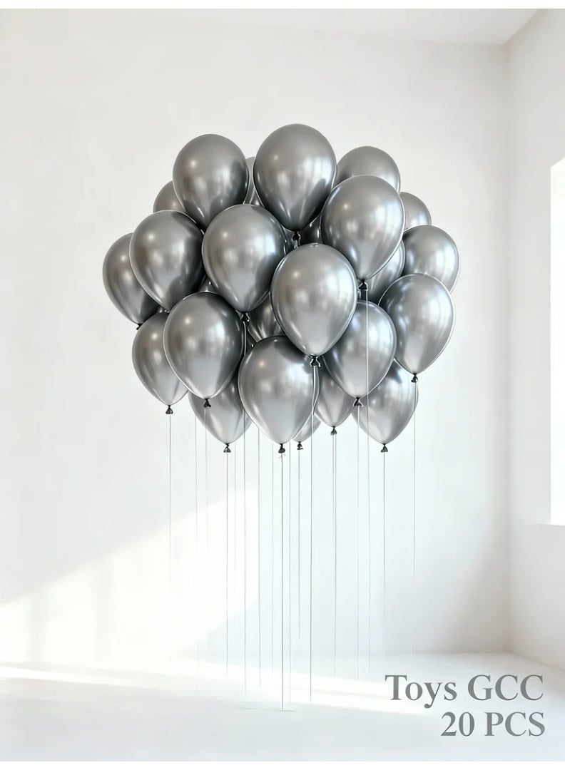 Toys GCC Matte Silver Latex Balloons 20 PCS | Thick Thickened 12 Inch Party Balloons | Premium Wedding, Birthday, Baby Shower & Engagement Decor | DIY Balloon Arch, Backdrop, Table & Event Decoration Set - Image 3